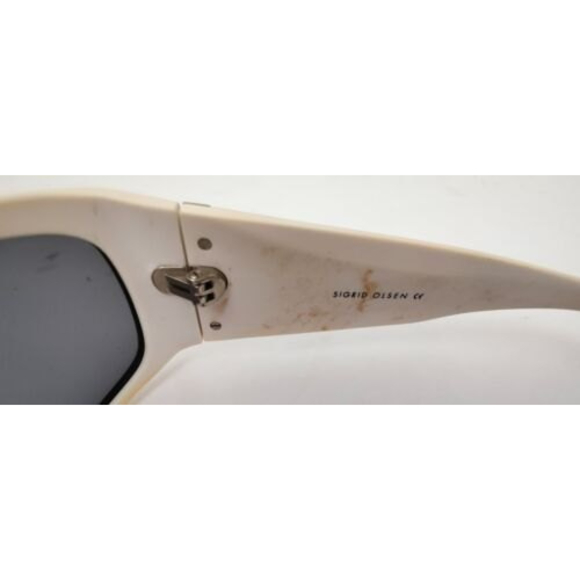 Sigrid Olsen Sunglasses SO215SF White W/ Gold Graphic Design Oval Wrap - Picture 5 of 5